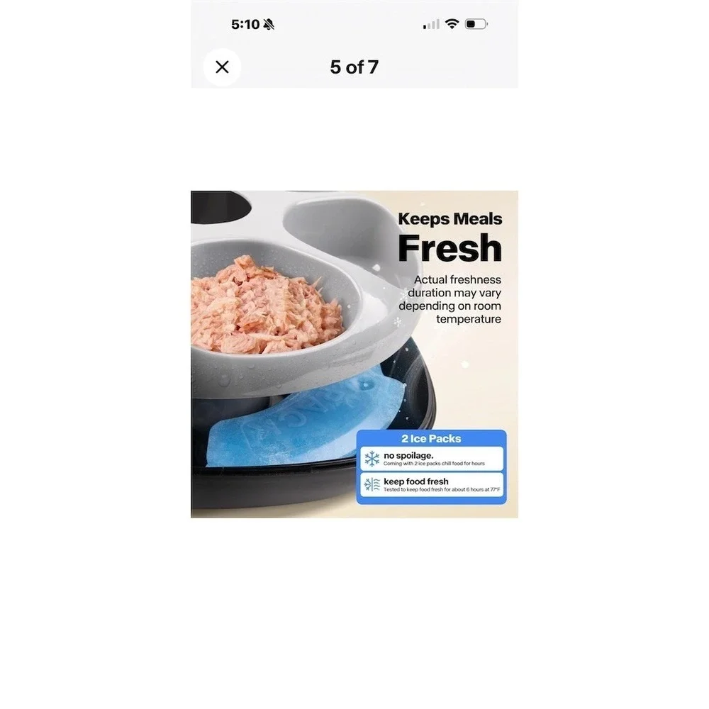 Sharper Image Smart 6-Meal Auto Pet Feeder Cordless Rechargeable Dog cat 3‎ cup